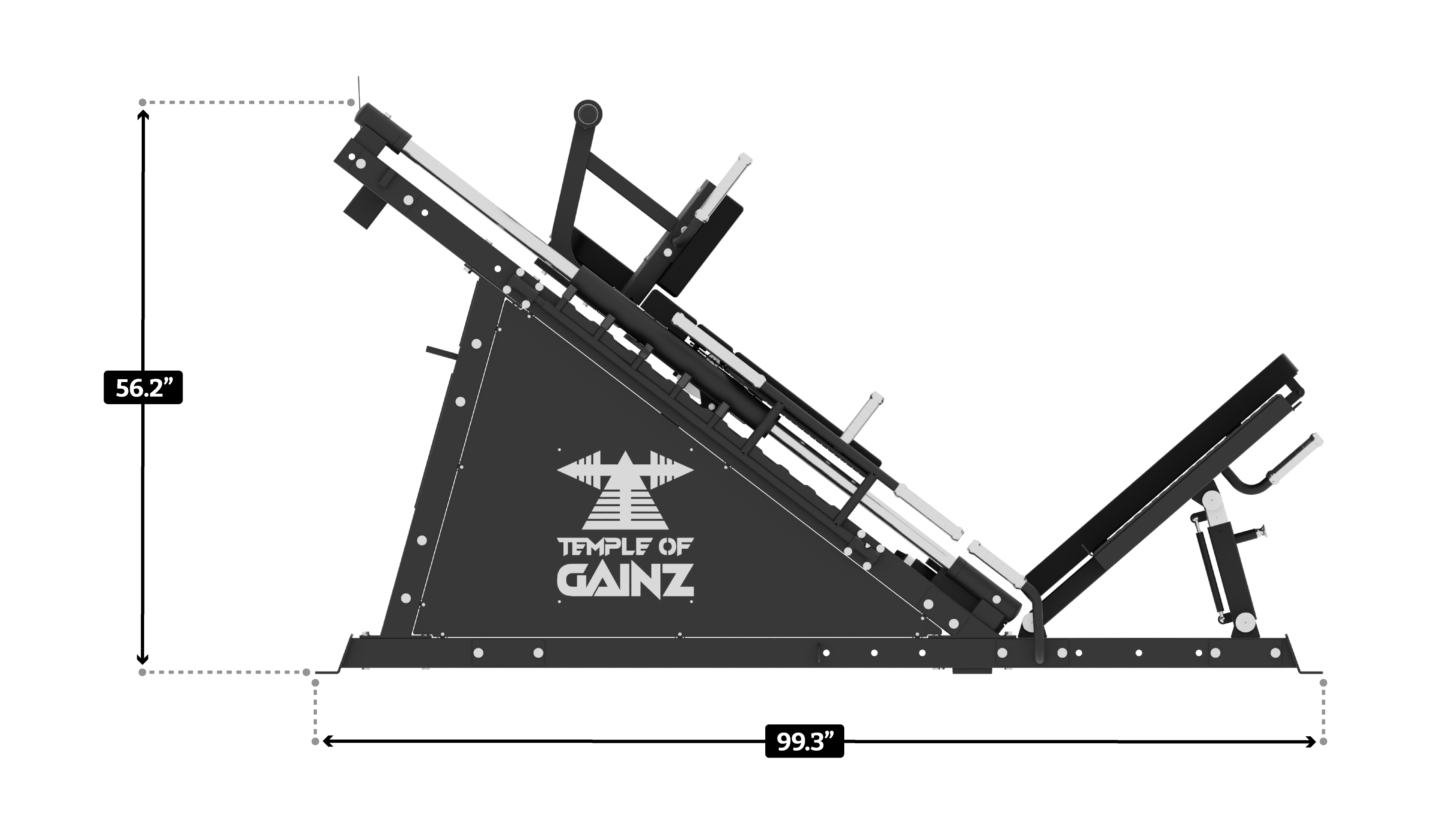 Squat Machine Dimensions THE QUADSEND 37.5° LEG PRESS + HACK SQUAT MACHINE – Temple of Gainz