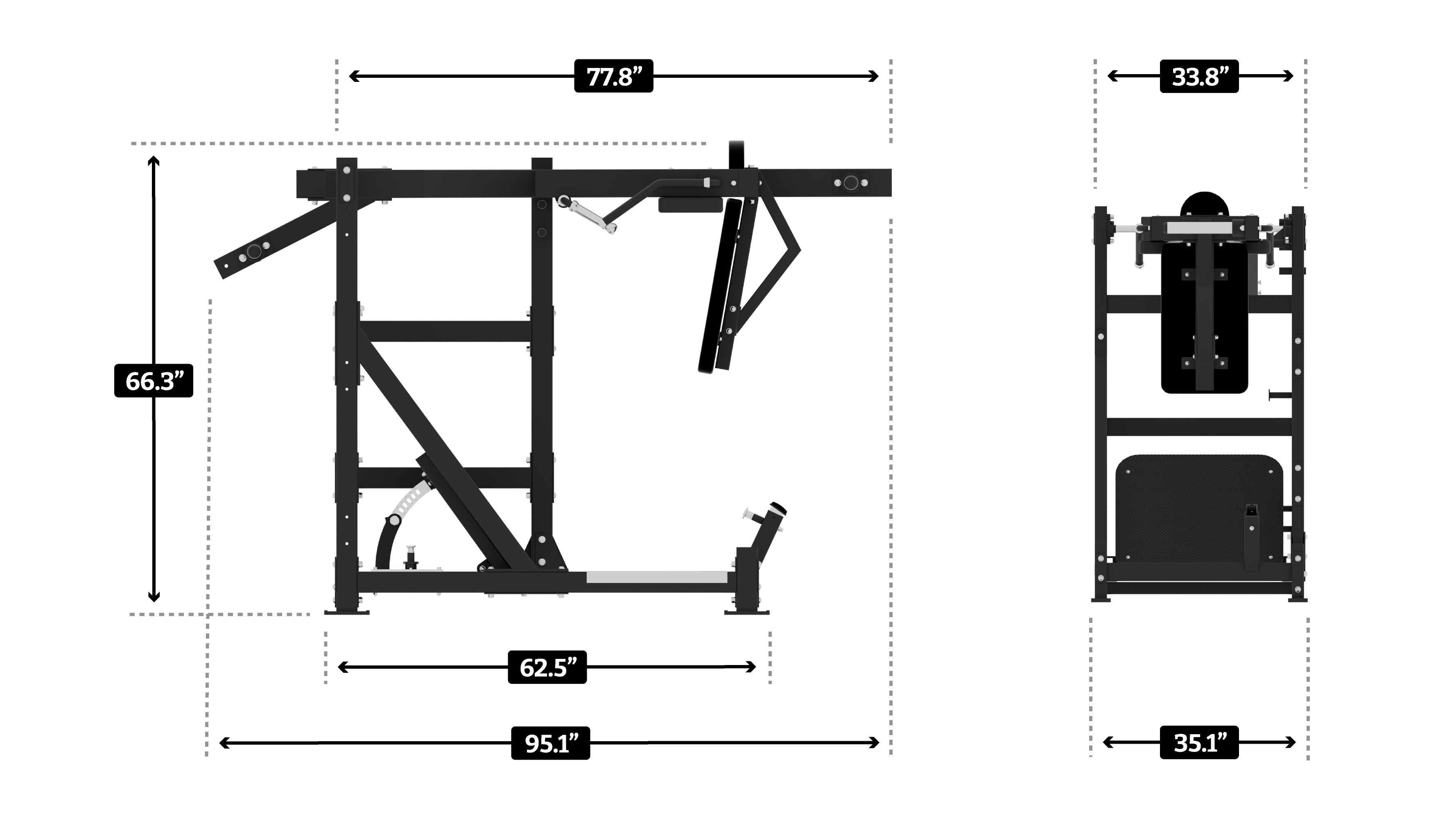 PLATE-LOADED ADJUSTABLE PENDULUM SQUAT MACHINE VERSION 3.1